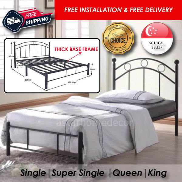 [ASTAR] HAYDEN Black Metal Solid bedframe in Single, Super Single