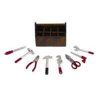 [COD] [wooden box toolbox with 8 tools] doll house tool model accessories simulation pocket car