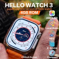 3 AMOLED Men Titanium Smartwatch with NFC Compass 4GB ROM for IOS HK8 PRO MAX