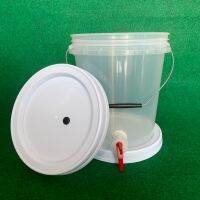 Bucket 10 L Food Grade With Faucet ถังหมักเบียร์ ถังหมักสีใสติดก๊อก Food grade 10ลิตร สีใส พร้อมเจาะรูยางใส่ Airlock ฝาล็อค2ชั้น กว้างยาว 22.5  สูง 29.8CM