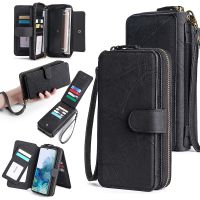 ❆⊙ Zipper Wallet Pu Leather Multifunction Handbag Phone Case For Huawei Mate20 Mate30 Mate30 Pro Lite P20 P30 P40 Pro Lite