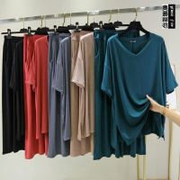 COD SDFGDERGRER new modal mid sleeve loose casual thin V-neck home suit large plus fat mm pajamas sleepwear