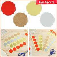 GGE SPORTS 100ชิ้นแถบกาว PVC สีเงินแสตมป์สติ๊กเกอร์บาร์โค้ดกระดาษเกียร์ทรงกลม