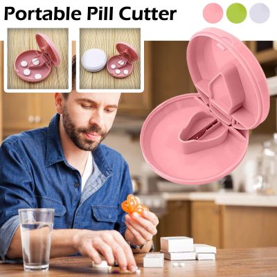 【YF】 Portable Round Pill Cutter Splitter Travel Convenient Drug Box Tablet Medicine Holder Storage
