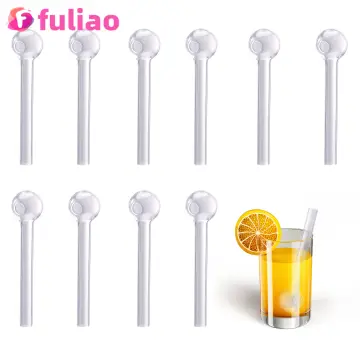 4pcs White Glass Reusable Straws With Curved Shape And Heat Resistant Glass  Stirring Straws