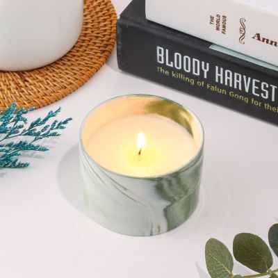【CW】 Scented Candles Set Aromatherapy Candle Jar Marble Texture Soy Wax Lasting for Mother  39;s Day Birthday Gifts