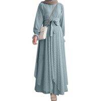 ZANZEA Women Casual Fashion Long Sleeve Lace Patchwork O-Neck Loose Muslim Maxi Dress