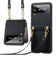 【cw】 Luxury for Z Flip 3 zflip3 zflip4 5G Crossbody Lanyard Cover Coque 4 Necklace Chain