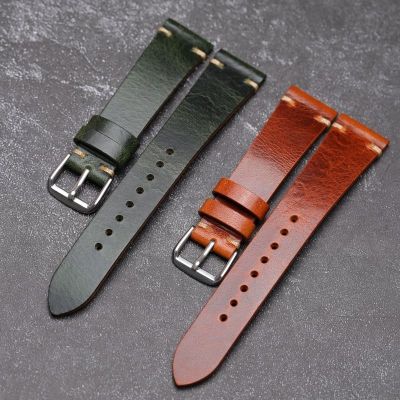 ❀❀ Holvin leather 19 20MM suitable for Lao ultra-thin top layer cowhide retro pin buckle universal watch strap