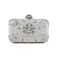 Crystal Clutch Bag Wedding Women Pearl Luxury Designer Evening Bag Purse And Handbag Silver Party Shoulder Bag Sac Femme X469H