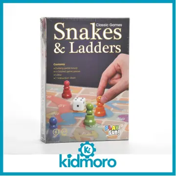 Ludo - Snakes & Ladders - Board Game - Foldable - with 4 Colours and 1 Dice