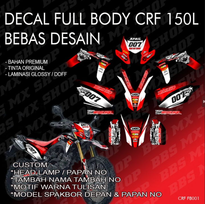 Decal Full Body Crf L Glosy Premium Custom Sticker Setiker Stiker