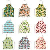 Fruit Cotton Linen Apron Cherry Orange Lemon Printed Kitchen Women Baking Waist Bib Home Cooking Brief Sleeveless Pinafore