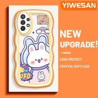 YIWESAN เคสปลอกสำหรับ Samsung Galaxy A32 4G A32 5G A33 5G M32 5G เคสการ์ตูนกระต่ายอวกาศนักบินอวกาศสีสันสดใสขอบครีมคลื่นเคสมือถือกันกระแทกแบบใสนิ่มโปรงใสลายกล้องถ่ายรูปสร้างสรรค์เคสป้องกันซิลิโคน