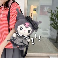 Sanrio กระเป๋าเป้สะพายหลังน่ารักสีเข้ม Kuromi ตุ๊กตา Plushies กระเป๋าการ์ตูนอะนิเมะ My Melody ยัดของเล่นตุ๊กตา Tas Ransel Anak Perempuan ของขวัญกระเป๋าเก็บของ