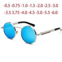 Retro Punk Spring Leg Round Sunglasses Men Polarized Metal Myopia Lens Prescription Sun Glasses Women 0 -0.5 -0.75 To -6.0