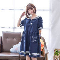 Merry Pretty Navy Bow Tie Dress Mori Girls Summer Japan Style Cute Long Sleeve Sailor Collar Cat Embroidery White Dress Vestidos