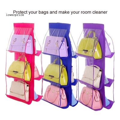 DYL6 Pocket Clear Purse Handbags Organizer Door Closet Shelf Hanging Storage Bag