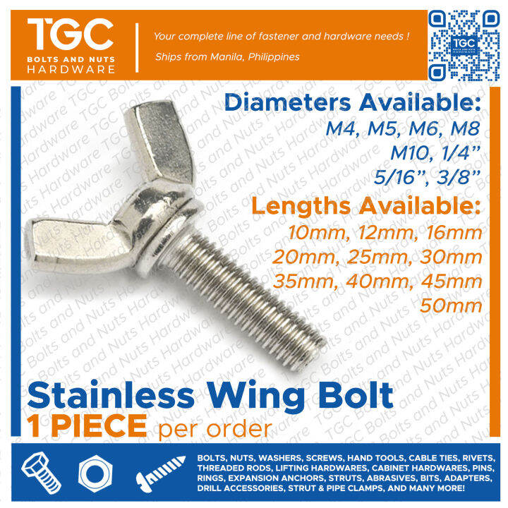 Tgc 1pc 3mm 4mm 5mm 6mm 8mm 10mm 14 516 Wing Bolt Ss