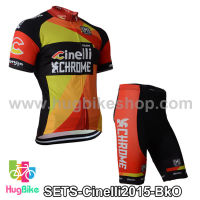 ชุดจักรยานแขนสั้นทีม Cinelli 15 (01) สีส้มดำ