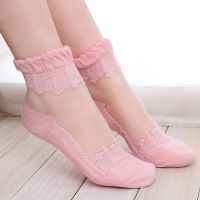 1Pair Women Sport Mesh Knit Socks Lace Ruffle Ankle Sock Soft Sheer Cotton Ankle Socks Female Fitness Gym Yoga Socks