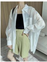 Summer wind white shirt tencel is prevented bask in female shirt design feels loose thin section perspective of French chiffon blouse