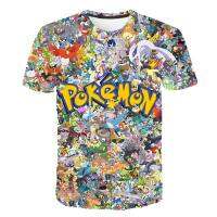 2023 NEWSummer 3D พิมพ์เด็ก Pikachu การ์ตูนเสื้อยืดสำหรับ Boy Casual ชายหญิงแฟชั่น Pokemon T เสื้อเด็ก3-14ปีเสื้อผ้า