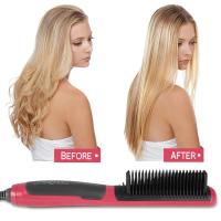 [Hot On Sale] Fast Heating Hair Straightener Brush Straight Hair Hot Comb Anti-Scald Comb Ceramic Beard Straightening Brush Hair Styler Tool