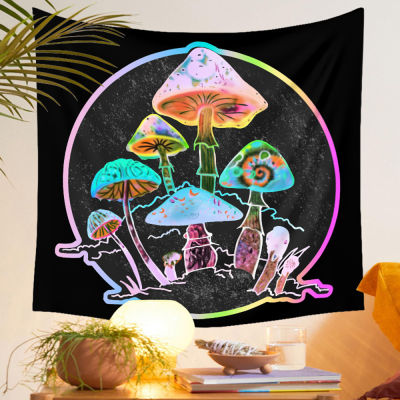 【cw】Cilected Home Color Mushroom Printed Tapestry Wall Hanging Decoration Bohemian Thin Polyester Fabric Painting Tapestry Blanket