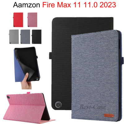 เคสลาย PU หนังผ้าสำหรับ Amazon Fire ขนาดสูงสุด11 11.0นิ้วพร้อมช่องเสียบการ์ด2023สำหรับ Max11 Amazon Fire 2023 11.0นิ้ว