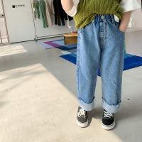 Spring summer Kids crimped wide leg jeans Boys and girls loose thin denim pants Children fashion casual trousers2023