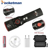 5200LM USB Rechargeable Flashlight Led Flashlight Zoomable 3 modes torch for 18650 with USB cable Camping