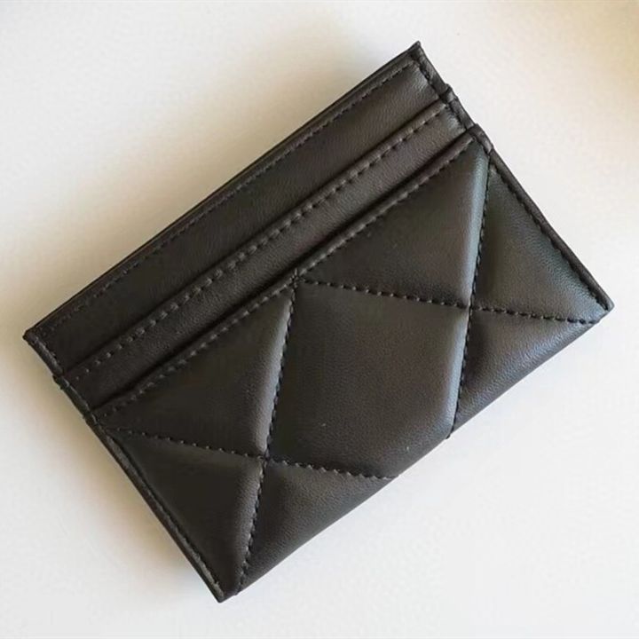 luxury-woman-card-holder-genuine-leather-coin-purse-rhombus-wallet-soft-designer-sheepskin-credit-card-bag-short-grid-pattern-card-holders