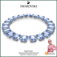 ?Swarovski?Millenia ขนาดใหญ่พิเศษเลียนแบบคริสตัลแปดเหลี่ยมตัดสร้อยคอจี้พลอยสีฟ้า, S925 สร้อยคอแฟชั่นสตรีเงินสเตอร์ลิงของขวัญวันวาเลนไทน