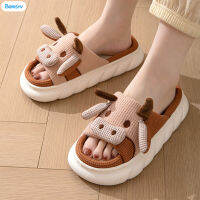 BorisYv Unisex รองเท้าแตะบ้านเปิดนิ้วเท้าการ์ตูนน่ารัก,รองเท้าแตะบ้านนมวัวรองเท้าตลกสำหรับห้องนั่งเล่นห้องนอนในอาคาร