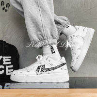 LAL รองเท้าผ้าใบ AF1สำหรับนักเรียนรองเท้าสีขาวพื้นหนาสไตล์ใหม่รองเท้าบุรุษ