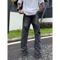 2023 Mens Fashion Trend Wash Black Grey Jeans Streetwear Large Pocket Casual Pants Workwear High Quality Trousers S-3XL