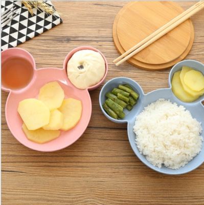 2017 Cute Cartoon Mickey Children Bowl Dishes Baby Feeding Bowl Baby Dinner Food Container Fruit Plate Childrens Tableware Set