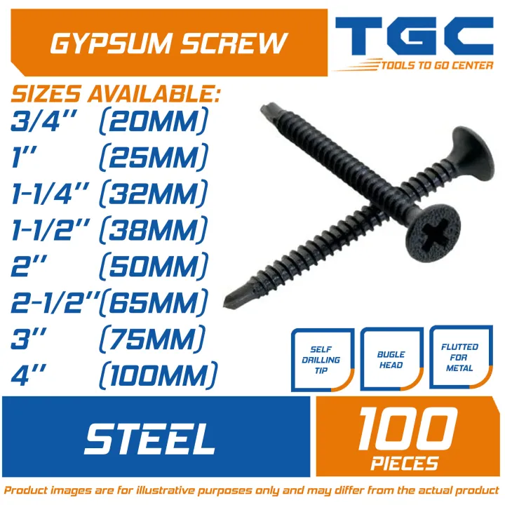 100PCS METAL Black Screw or Gypsum Screw 3/4 inches 4 inches Self