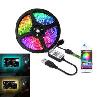 เพลง LED Strip Light 5V 5050 RGB Music Sync 30Led M Bluetooth LED Light Strip Sound Sensor APP Remote RGB Tape Ribbon Kit