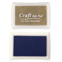 2Pcs Gold/Blue Ink Pad Inkpad Rubber Stamp Finger Print Craft Non-Toxic