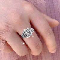 Luxury Ring for Women Natural Zircon Crystal Square Ring Jewelry for Women Engagement Wedding Gift Jewelry Accessories