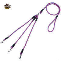 3 Way Dog Leash 3-In-1 Couplers ไนลอนเชือกดึงสัตว์เลี้ยงพร้อมที่จับตามหลักสรีรศาสตร์สำหรับสุนัขกลางแจ้งเดิน1.5M