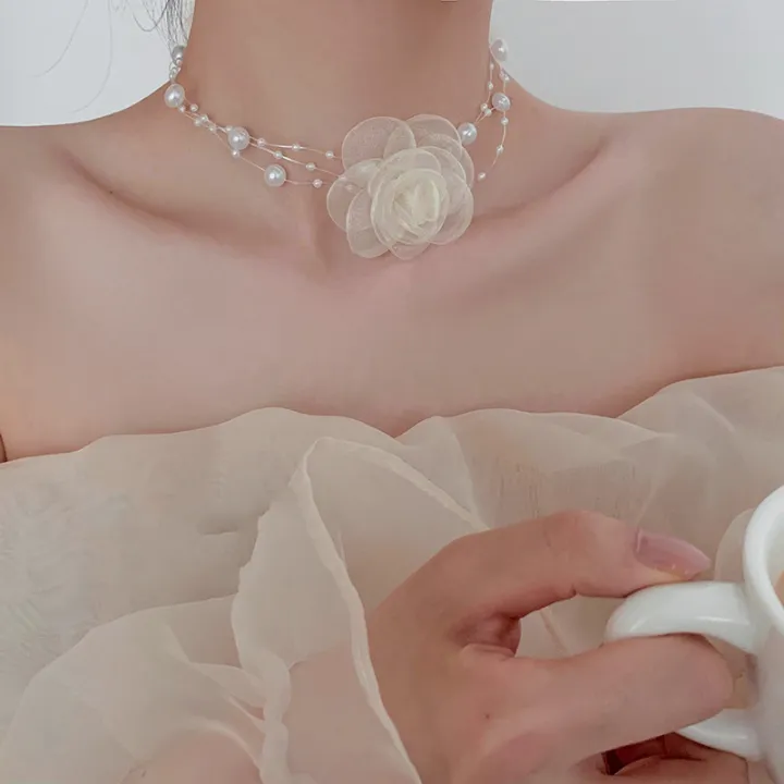 pearl-rope-neck-big-rose-flower-clavicle-chain-necklace-aesthetic-romantic-french-elegant
