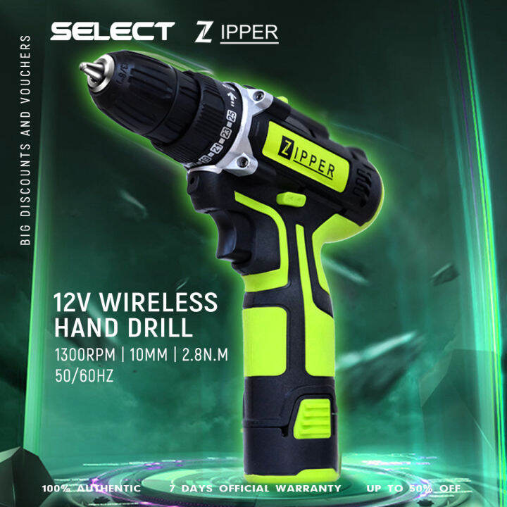 New Zipper 12V Cordless Screw Drill Rechargeable High Quality Hand