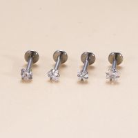 1 Piece 16Gauge Labret Stud Lip Helix Tragus Body Piercing Jewelry Stainless Steel Zircon Round Heart Star Square Shape