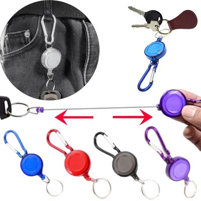 1PC Multifunctional Multi-color Roll Retractable Keychain Rope Bag Recoil ID Card Holder Keyring Key Chain Steel Cord