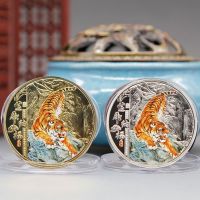 EHRHDC Bimetal Collection สิบสองราศี ของขวัญปีใหม่ 2022 ของตกแต่งบ้าน เหรียญที่ระลึก ของสะสม เหรียญเสือ เหรียญทอง