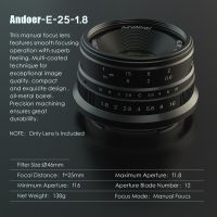 Andoer 25มม. F1.8 APS-C MF เลนส์กล้องถ่ายรูปมุมกว้างรูรับแสงขนาดใหญ่สำหรับกล้อง Sony E-Mount Mirrorless A7III/A9/NEX 3 3N/NEX 5 5T