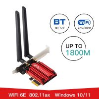 อะแดปเตอร์ Wi-Fi 6 1800Mbps การ์ดเน็ตเวิร์ก Wi-Fi ไร้สาย6E บลูทูธ5.2 MU-MIMO 2.4G/5Ghz สำหรับ10/11 PC Windows